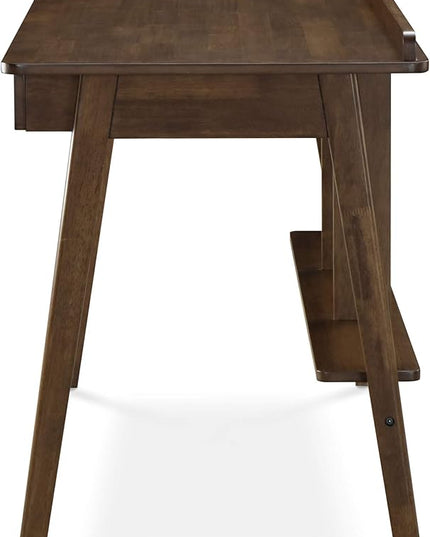 Finch Darren Home Office Drawer Mid Century Accent Desk, 43 Inch Wide Simple Modern Study Table, Walnut Brown - LeafyLoom