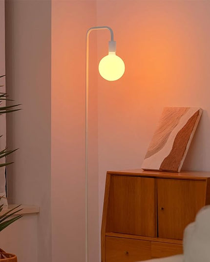 Floor Lamp for Living Room - Minimalist Standing Lamp with Modern LED Bulb, White Frosted Globe Glass 6", 1800K Warm Ambiant Lighting Decorative Tall Lamp for Bedroom Dorm - LeafyLoom