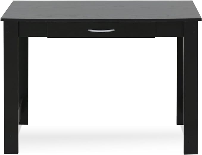FURINNO Jaya Writing Desk For Residential Use With DrawerBlack, Blackwood, Large - LeafyLoom
