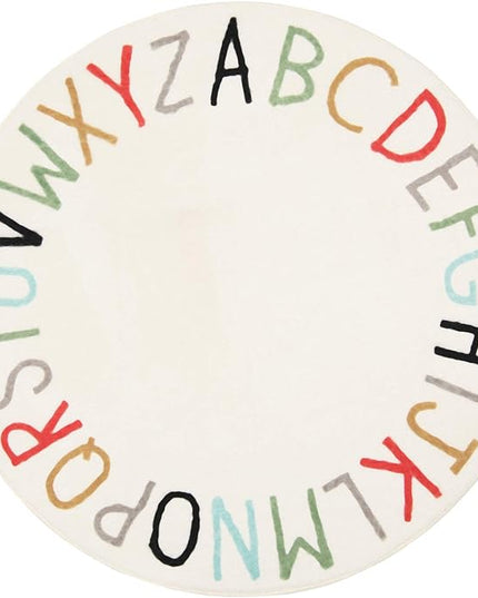 Topotdor Rainbow Round Kids Play Rug Alphabet Nursery Area Rug Extra Large Soft Crawling Play Mat for Children Toddlers Bedroom (40 inch, Multi Color) - LeafyLoom