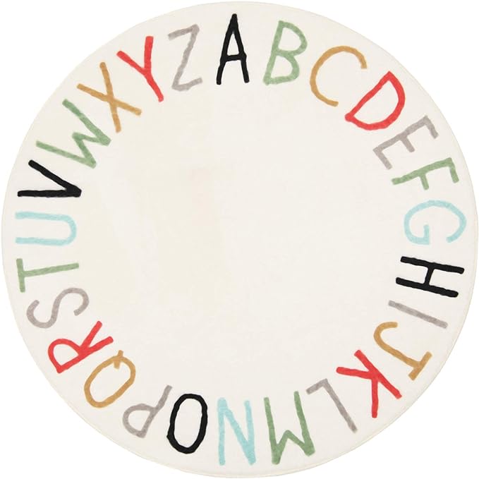 Topotdor Rainbow Round Kids Play Rug Alphabet Nursery Area Rug Extra Large Soft Crawling Play Mat for Children Toddlers Bedroom (40 inch, Multi Color) - LeafyLoom