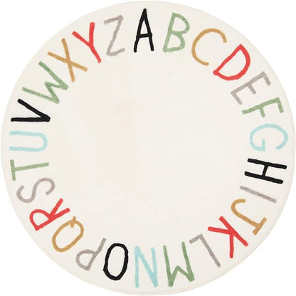 Topotdor Rainbow Round Kids Play Rug Alphabet Nursery Area Rug Extra Large Soft Crawling Play Mat for Children Toddlers Bedroom (40 inch, Multi Color) - LeafyLoom