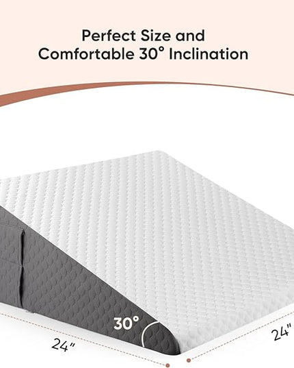 Forias Wedge Pillow for Sleeping 10" Bed Wedge Pillow for After Surgery - 1.5" Memory Foam Top, Triangle Pillow Wedge Ideal for Acid Reflux GERD Snoring Heartburn Pregnancy Lower Back Pain - LeafyLoom