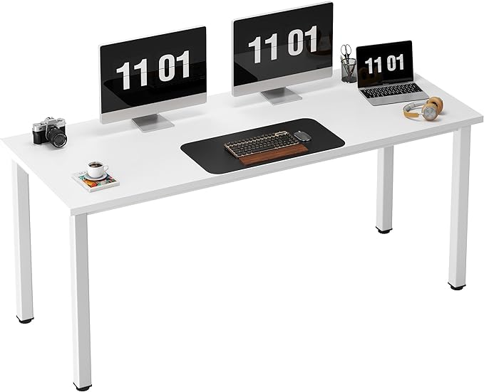 Need 63 Inch Large Computer Desk - Modern Simple Style Home Office Desk Gaming Desk, Basic Writing Table for Study Student, White Desk - LeafyLoom