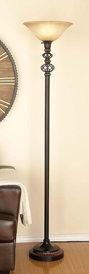 Deco 79 Metal Room Torchiere Antique Style Floor Lamp, Standing Lamp 15" x 15" x 70", Black - LeafyLoom