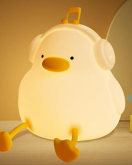 FULLOSUN Duck Night Light, Duck Lamp Kawaii Funny Kids Night Light, Birthday Gifts for Women Teenage Girls Boy Toddler - Portable Squishy Battery Operated - LeafyLoom