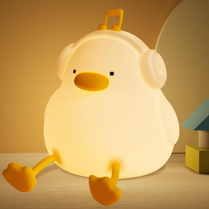 FULLOSUN Duck Night Light, Duck Lamp Kawaii Funny Kids Night Light, Birthday Gifts for Women Teenage Girls Boy Toddler - Portable Squishy Battery Operated - LeafyLoom