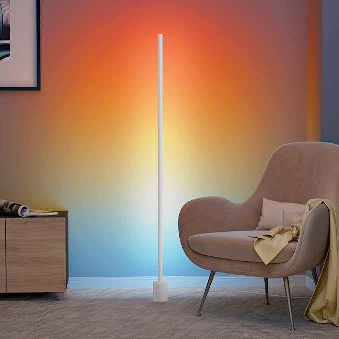 Smart Corner Floor Lamp - LED Floor Lamp with Alexa and App Control, 16 Million DIY Colors, Music Sync, DIY Color Modes,Timer Setting, Suitable for Living Room and Bedroom - LeafyLoom