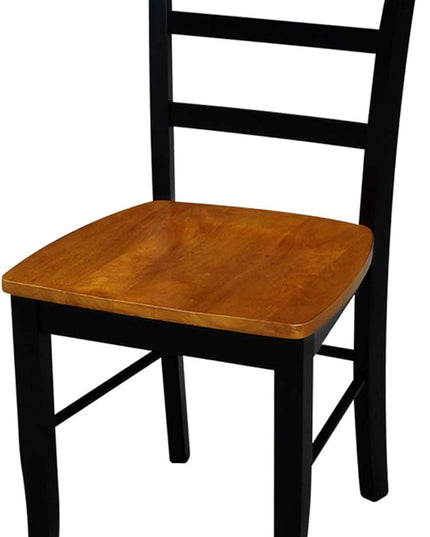 International Concepts Pair of Madrid LadderBack Chairs, Black/Cherry - LeafyLoom