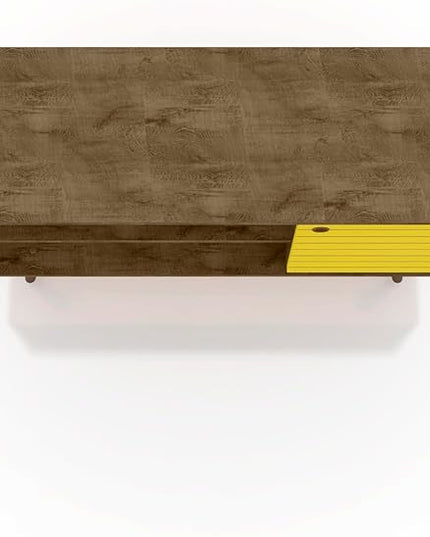 Manhattan Comfort Liberty Mid Century Modern TV Stand for Televisions up to 46 Inches, Bedroom and Living Room Entertainment Center with Storage, Shelves, and Cabinet, 43" Wide, Rustic Brown/Yellow - LeafyLoom