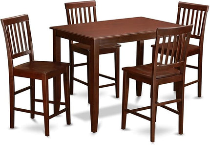 East West Furniture BUVN5-MAH-W Buckland 5 Piece Counter Height Set Includes a Rectangle Kitchen Table and 4 Dining Chairs, 30x48 Inch, Mahogany - LeafyLoom