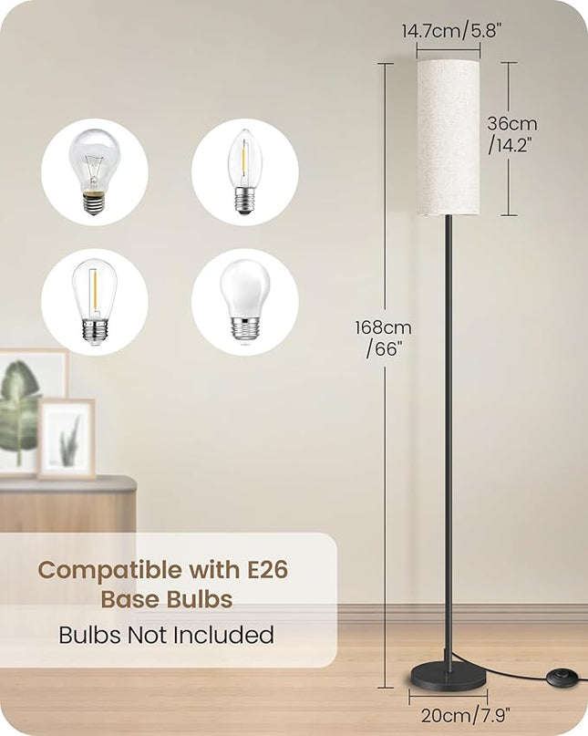 Floor Lamp, Pole Lamp with Foot Switch, Modern Standing Lamp Lampshade, Minimalist Freestanding Lamp (Bulb Not Included), for Living Room, Bedroom Office FCC Listed, Black and Beige E06LD05N - LeafyLoom