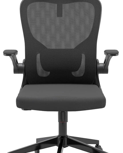 Black Office Chair, Ergonomic Office Chair, Home Office Desk Chair for Big and Tall People, Computer Chair with Adjustable Headrest, Lumbar Support, Flip-Up Arms, PU Wheels - LeafyLoom