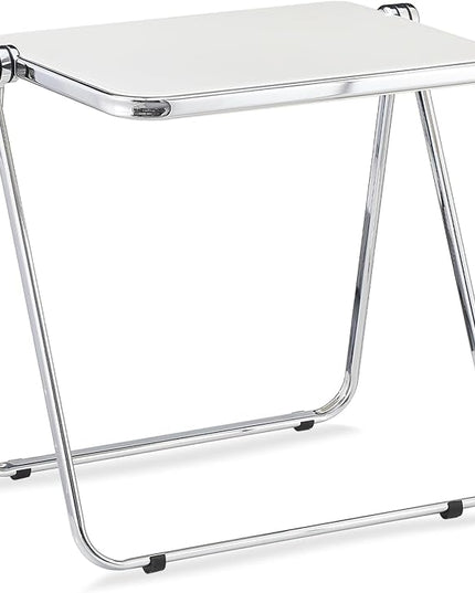 KAIHAOWIN Folding TV Tray Table Acrylic Foldable Table No Assembly Required Tiny Desk for Home Office Side Table Small Computer Desk for Small Spaces-White - LeafyLoom