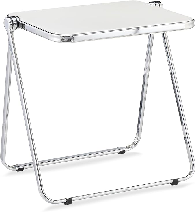 KAIHAOWIN Folding TV Tray Table Acrylic Foldable Table No Assembly Required Tiny Desk for Home Office Side Table Small Computer Desk for Small Spaces-White - LeafyLoom