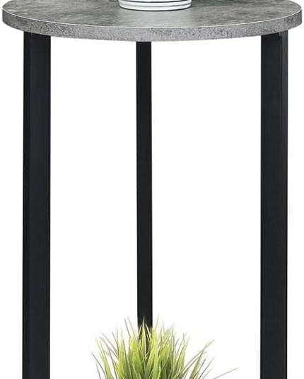 Convenience Concepts Graystone 31 inch 2 Tier Plant Stand, Cement/Black - LeafyLoom
