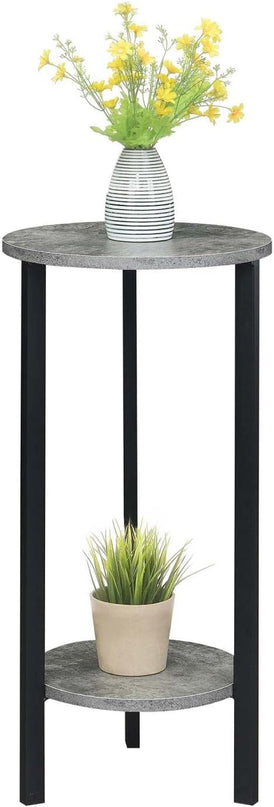 Convenience Concepts Graystone 31 inch 2 Tier Plant Stand, Cement/Black - LeafyLoom