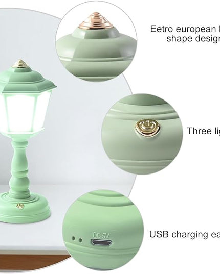 Mini Desk lamp Vintage, LED Desk Lamp Dimmable Table Lamp Reading Lamp with USB Charging Port, Sensitive Control, Eye-Caring Office Lamp,Very beautiful decorative desk lamp (Green) - LeafyLoom