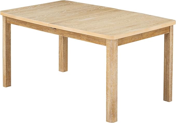 Rustic 9-Piece Wood Dining Set for 8 People, 84" Extendable Rectangular Kitchen Table with Removable Leaf and 8 Upholstered Chairs, Natural, 1 - LeafyLoom