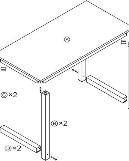 Computer Desk 55 Modern Simple Large Study Writing Desk Industrial Style Laptop PC Table for Home Office, with Leg Bars, Oak Board Black Leg… - LeafyLoom