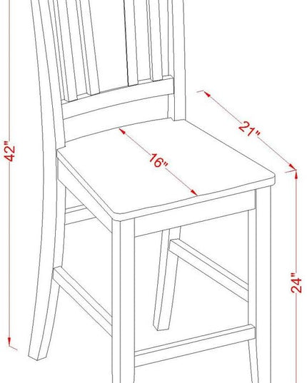 East West Furniture BUCK5-MAH-W Buckland 5 Piece Counter Height Set Includes a Rectangle Dining Room Table and 4 Wood Seat Chairs, 30x48 Inch - LeafyLoom