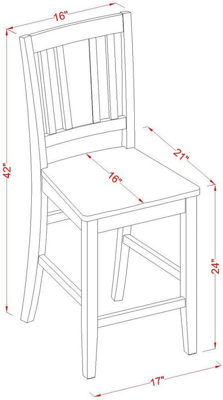 East West Furniture BUCK5-MAH-W Buckland 5 Piece Counter Height Set Includes a Rectangle Dining Room Table and 4 Wood Seat Chairs, 30x48 Inch - LeafyLoom