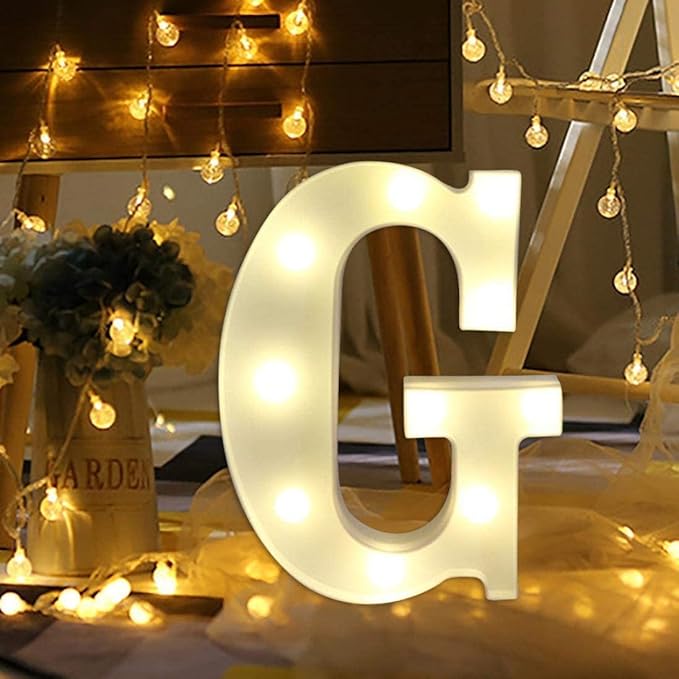 LED Marquee Letter Lights Sign G 26 Alphabet Light Up Letters Sign for Night Light Wedding Birthday Party Battery Powered Christmas Lamp Home Bar Decoration (A) - LeafyLoom