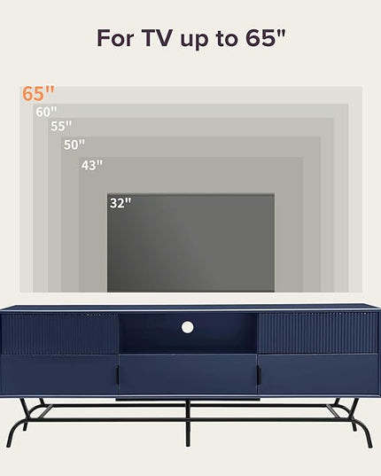 24/7 Shop at Home Quin Modern TV Stand with Storage Drawers, Media Console Cabinet, Entertainment Center for 65 inch Television, Unique Living Room Furniture, Indigo - LeafyLoom