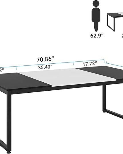 70.8 Inch Executive Desk, Large Computer Office Desk, Modern Simple Business Study Writing Table for Home Office - LeafyLoom
