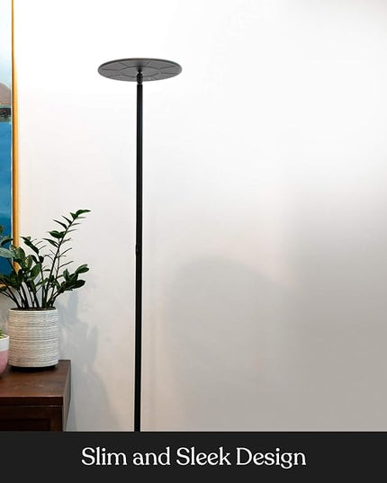 Brightech Sky Flux Dimmable LED Floor Lamp – Super Bright Floor Lamp for Living Room and Offices – Torchiere Standing Lamp with 3 Light Options, Tall Lamp for Bedroom Reading and More - Black - LeafyLoom