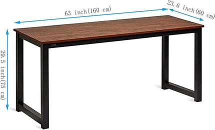Computer Desk 47" PC Laptop Study Table Office Desk Workstation for Home Office,with Leg Bars,Modern Industrial Style,Sandalwood Board Black Leg - LeafyLoom