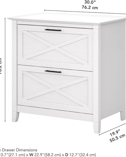 Bush Furniture Key West Lateral File Cabinet, Modern Farmhouse 2 Drawer File Cabinet for Home Office - LeafyLoom