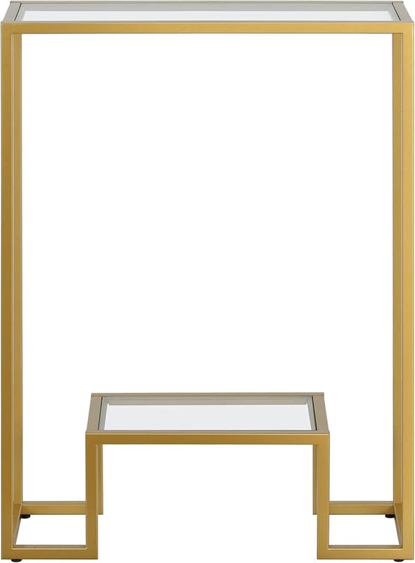 Henn&Hart 22" Wide Rectangular Console Table in Brass, Entryway Table, Accent Table for Living Room, Hallway - LeafyLoom