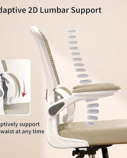 Office Chair, Ergonomic Desk Chair - Thick Cushion Adjustable Height Computer Chair with Lumbar Support and Flip-up Armrests, Home Office Desk Chairs, Swivel Executive Task Chair - LeafyLoom