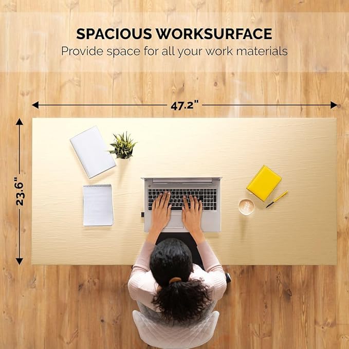 Halter Computer Desk for Home Office 47” Work Table Easy Assembly Walnut Desk Black Frame - LeafyLoom