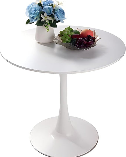 NicBex 31.5Inch Round Dining Table,Modern Kitchen Table with MDF White Tabletop and Pedestal Base for 2 to 4,Leisure Coffee Table for Kitchen,Small Space,Apartment and Living Room,Space-Saving,White - LeafyLoom