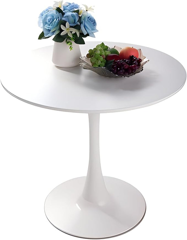 NicBex 31.5Inch Round Dining Table,Modern Kitchen Table with MDF White Tabletop and Pedestal Base for 2 to 4,Leisure Coffee Table for Kitchen,Small Space,Apartment and Living Room,Space-Saving,White - LeafyLoom