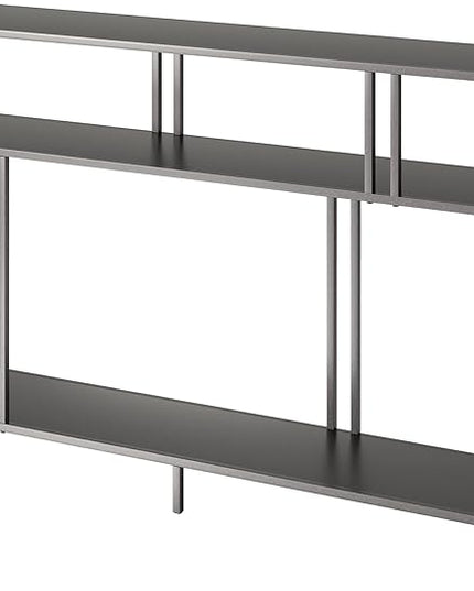 Henn&Hart 48" Wide Rectangular Console Table with Metal Shelves in Gunmetal Gray, Entryway Table, Accent Table for Living Room, Hallway - LeafyLoom