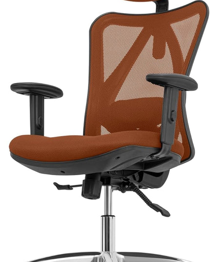 Duramont Office Chair Ergonomic Adjustable Lumbar Support and Rollerblade Wheels - Desk Chair with High Back Breathable Mesh - Thick Seat Cushion, Head, and Arm Rests control BROWN - LeafyLoom