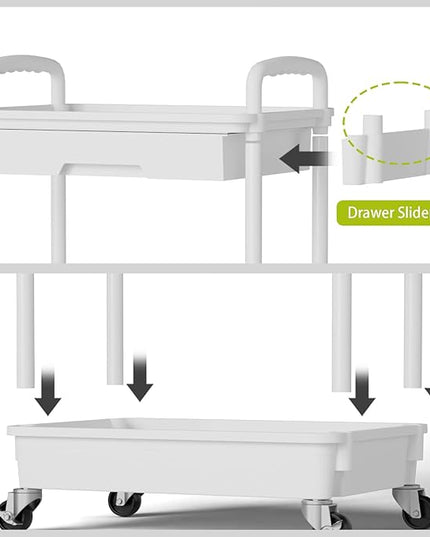 4 Tier Small Rolling Cart Organizer,Art Craft Diaper Bedside Snack Cart Laundry Room Bathroom Organizer Narrow Thin Slim Rolling Trolley Utility Cart with Wheels for Kitchen,Office(White) - LeafyLoom
