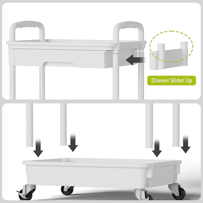 5 Tier Small Rolling Cart Organizer,Bathroom Cart Organizers with Wheels Laundry Room Organization Mobile Shelving Unit Utility Cart Storage Shelves Multi-Functional for Office, Home(White) - LeafyLoom