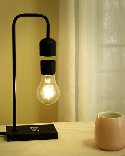 Floating Lamp with Wireless Phone Charger & LED Light Bulb Floating in The Air Freely Unique Magnetic Levitating Cloud Desk Lamp Home Decor & Gift for Friends Families - LeafyLoom
