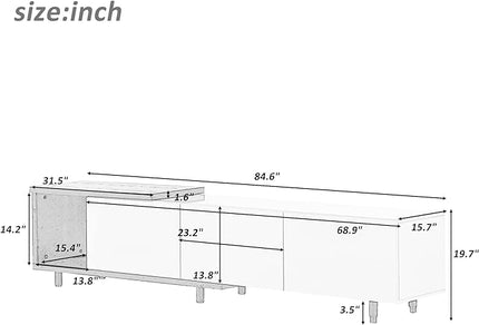 Merax, White Mondern Stand 80+inch, TV Cabinet for Living Room, 84.6" length - LeafyLoom