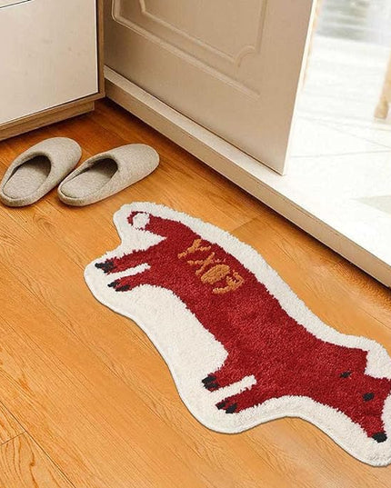 Fox Shaped Bath Rug Microfiber and Non Slip Backing Bath Mat Bathroom Bedroom Cartoon Bathtub Rug Bathroom Tub Decor Water Absorption Machine Washable (42x84cm/16.5x33.1in) - LeafyLoom