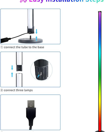 Smart RGB Floor Lamp Living Room, 10W Floor Lamp With APP and Remote Control, Dimmable Music Sync Timer LED Corner Lamp, Modern RGB Color Changing Floor Lamp for Living Room, Bedroom [Energy Class F] - LeafyLoom