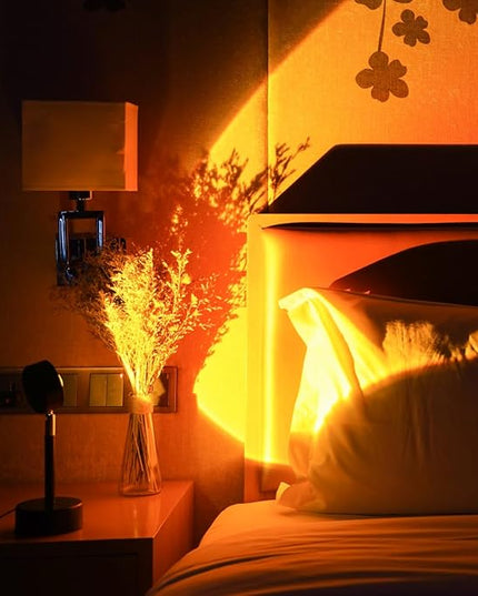 Balkwan Sunset Lamp Projection Rotation Rainbow Projection Lamp Led Romantic Visual Led Light Network Red Light with USB Modern Floor Stand Night Light Living Room Bedroom Décor (Colorful) - LeafyLoom