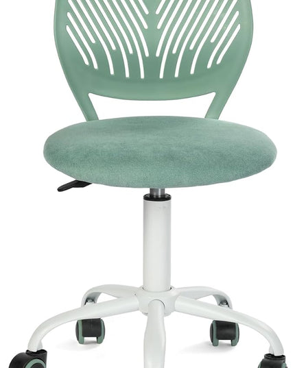 FurnitureR Writing Task Chair for Teens Boys Girls 360 Rolling Wheels Fabric Soft Pad Seat Breathable Backrest, Height Adjustable Liftup 29.5"-34.3", Morandi AQUA - LeafyLoom