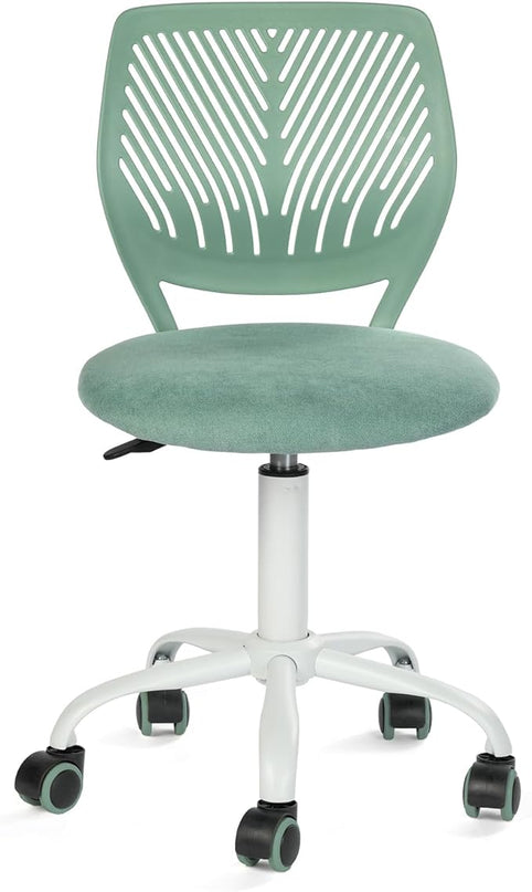 FurnitureR Writing Task Chair for Teens Boys Girls 360 Rolling Wheels Fabric Soft Pad Seat Breathable Backrest, Height Adjustable Liftup 29.5"-34.3", Morandi AQUA - LeafyLoom
