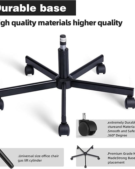 Purgreen Home Office Swivel Chair Base – Durable, Steady and Easy Installation – Perfect for Criss Cross and Cross Legged Chairs with Replacement Casters (Blcak, Gas Lift+Base+Wheel) - LeafyLoom