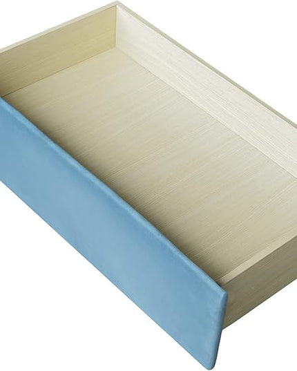 Twin Size Upholstered Daybed with 2 Storage Drawers, Elegant Sofa Bed Day Bed Frame with Wood Slat Support for Bedroom, Living Room Guestroom, No Box Spring Needed, Blue - LeafyLoom